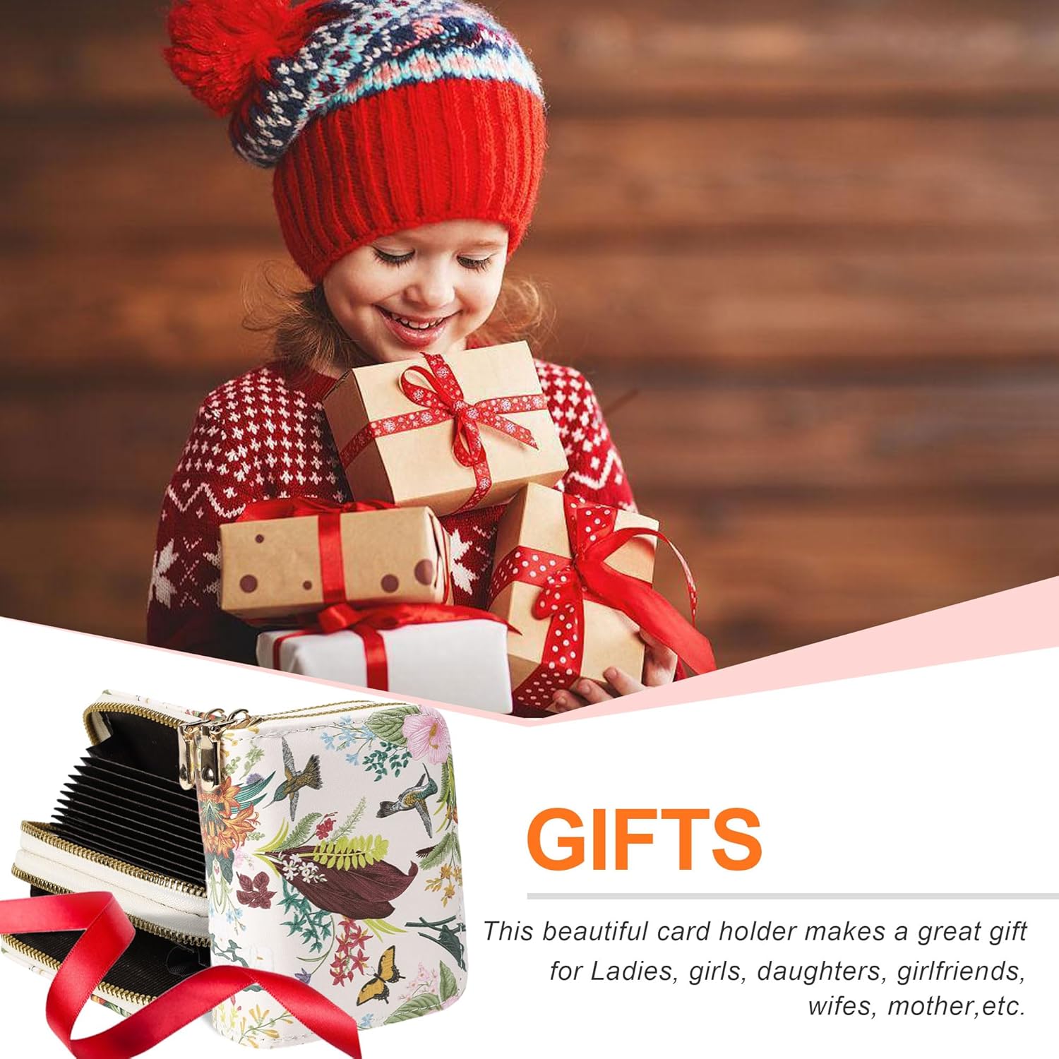 Credit Card Holder for Women, Small Dual-Layer Large Capacity Floral Print Accordion Card Wallet (Garden Card Holder) - Image 7