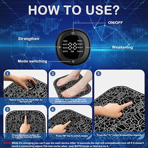 Miniatura 6 de Estimulación nerviosa eléctrica transcutánea de doble canal TENS, masajeador de pies EMS para relajación muscular y alivio del dolor