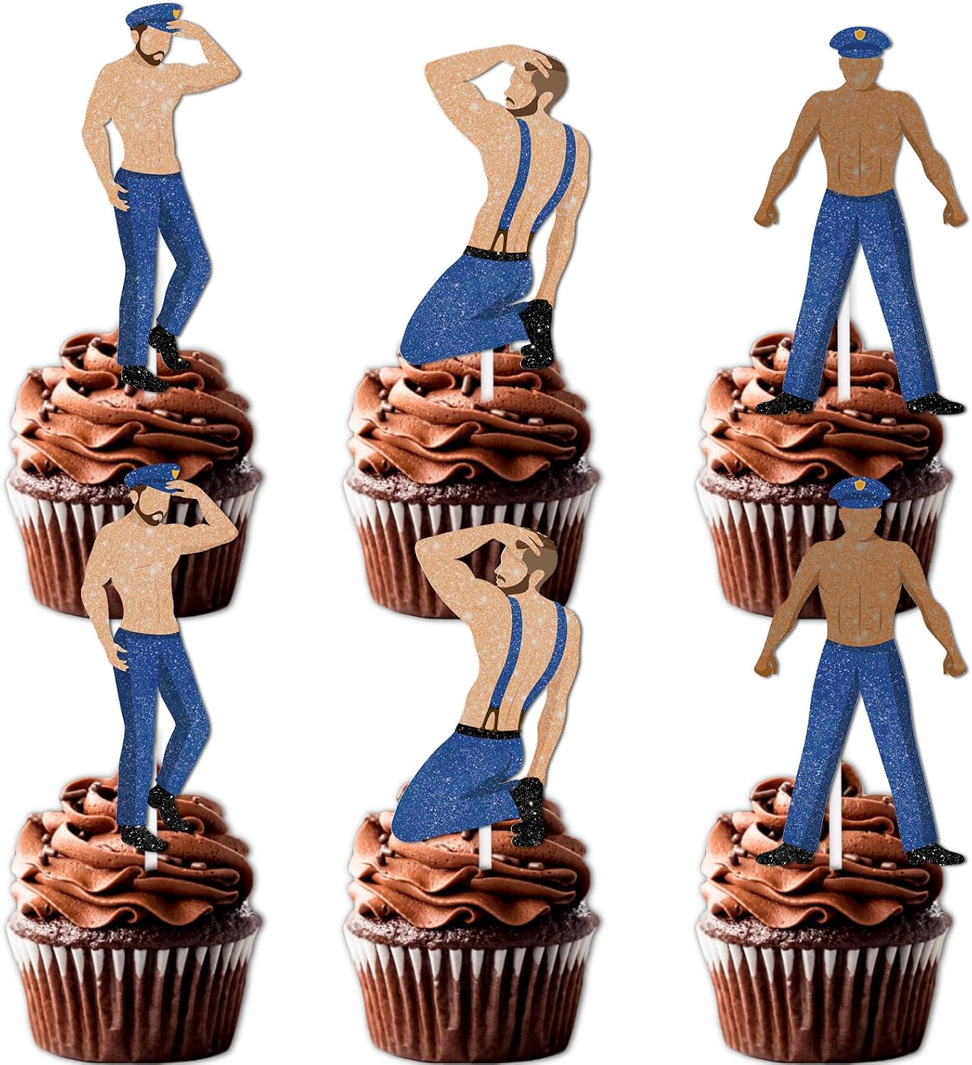 18pcs Glitter Dessert Cupcake Topper Gym Fitness Weight Lifting Sports Muscle Men Theme Decor Supplies Men Boys Happy Birthday Anniversary Party Decorations