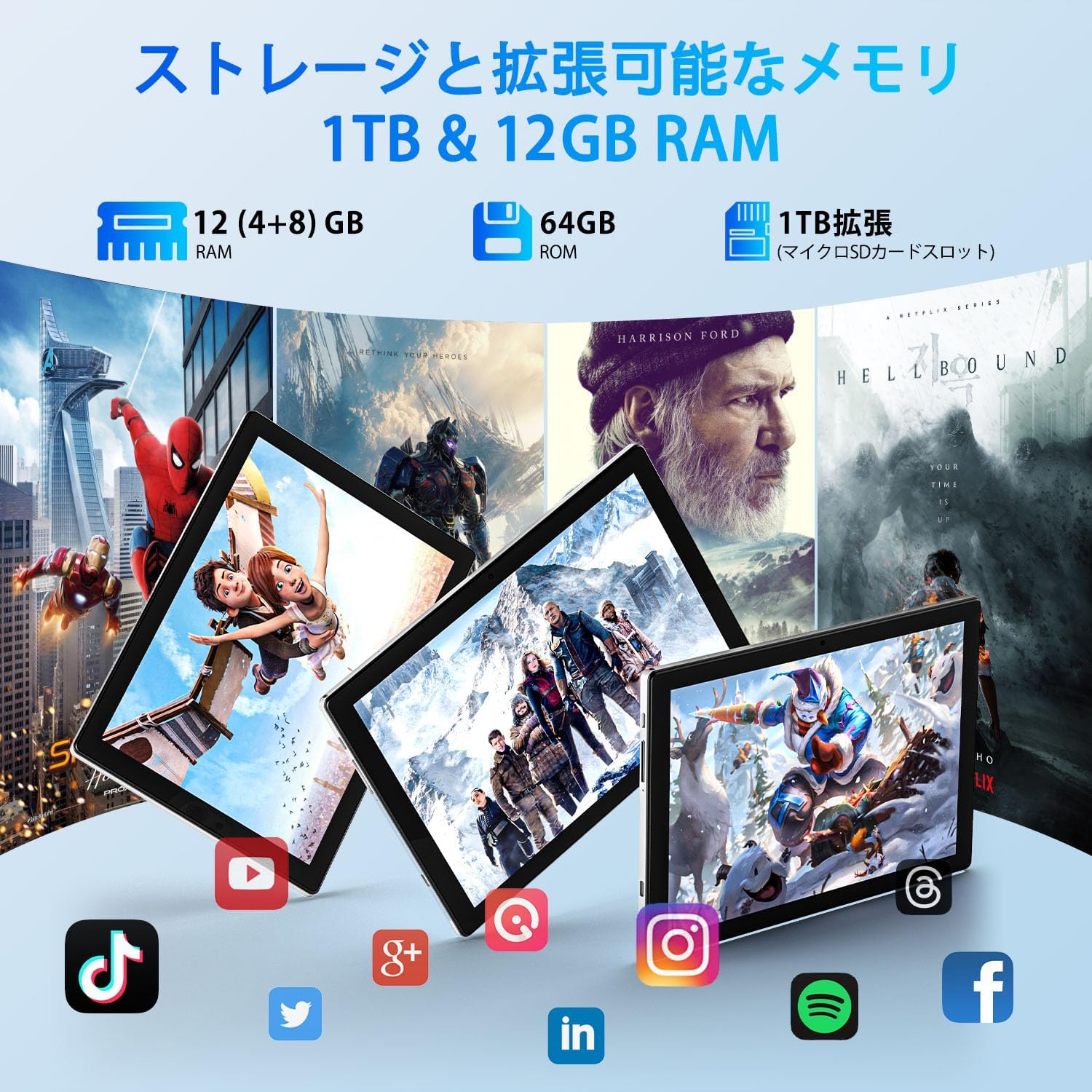 Amazon.co.jp: 【タブレット 10インチ wi-fiモデル】12GB+64GB+
