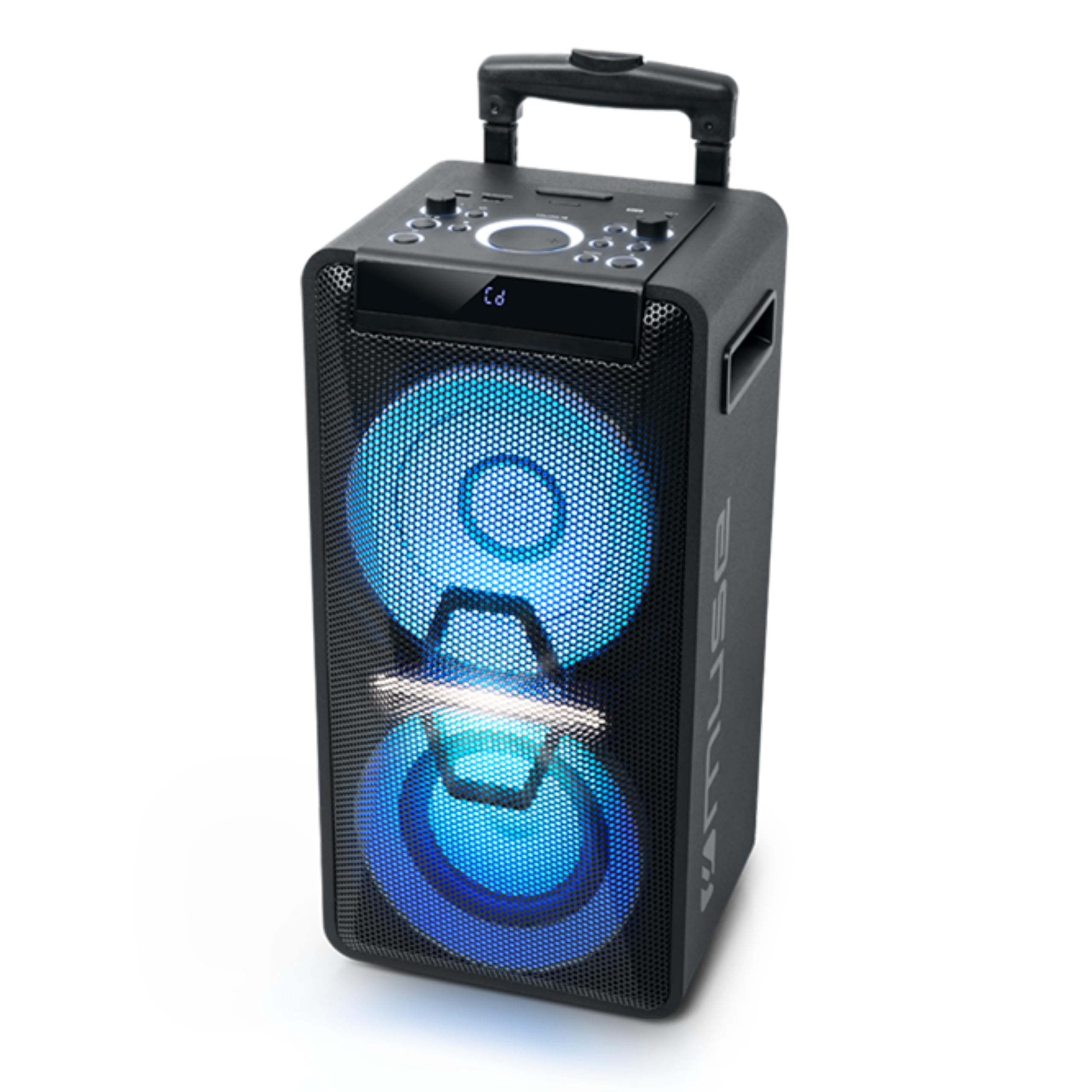 Muse DJ PA-Anlage 300 Watt Akku Bluetooth CD Licht-Effekten schwarz