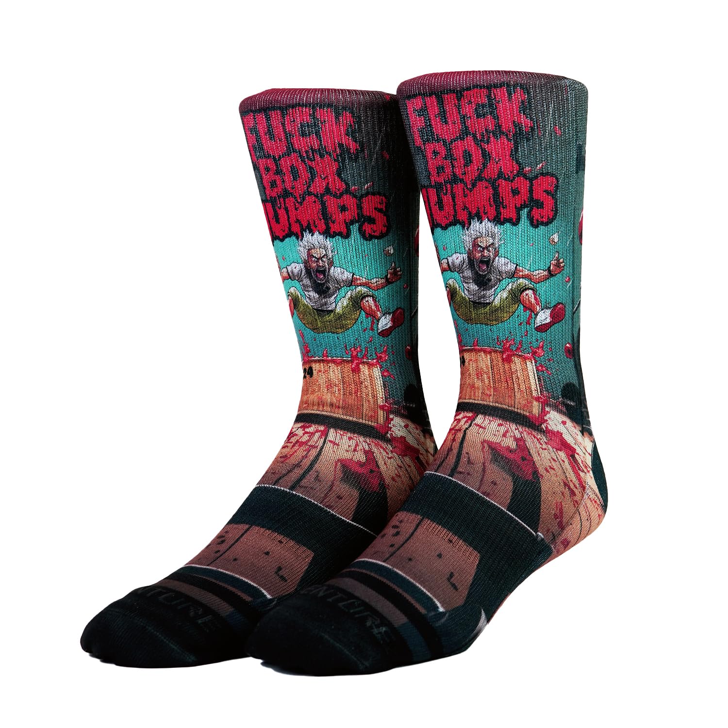 VentureFuck Box Jumps V2 Socks, Ultra Soft Casual Crew Ribbed Terry Loop Arch Support/Reinforced Heel Perfect For Crossfit Gym Training (M-L)