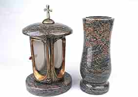 Lampe De Tombe En Aluminium Et Granit Designgrab - Aspect Laiton Ancien, Croix Incluse, Résiste Aux Intempéries