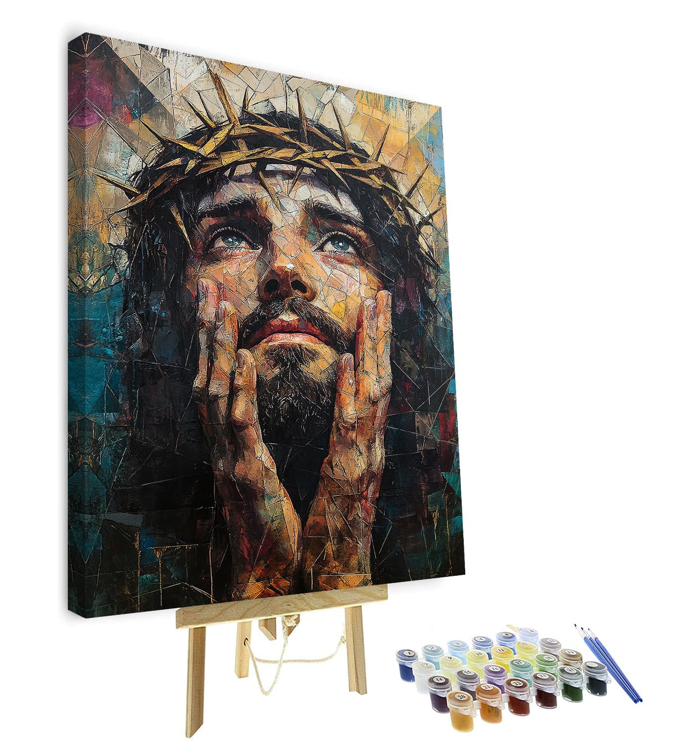 TISHIRON Paint by Numbers Kit for Adults Jesus Christ Adult Paint by Number with Brushes Faith Love Divinity Painting Oil Paint by Numbers DIY Painting Art Crafts for Home Framed 16x20 in