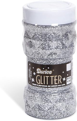 Darice 8-Ounce Glitter Jar, Silver