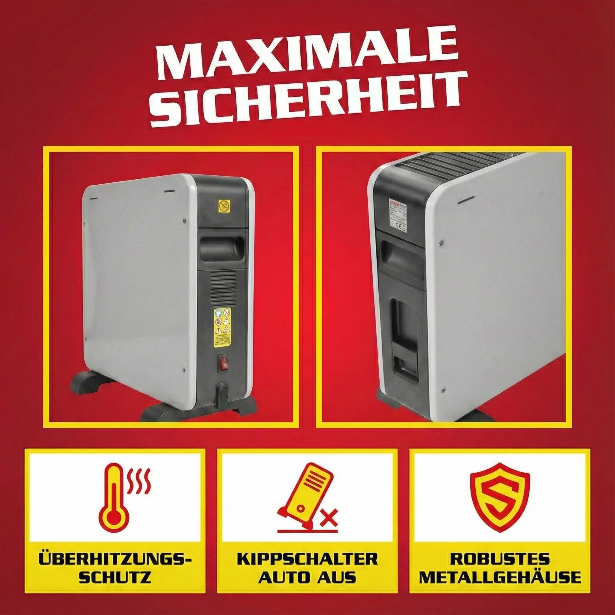 HECHT Elektroheizung – Heizgerät mit 3 Leistungsstufen | Elektro-Heizung mit Fernbedienung und Thermostat – Heizgerät für Räume mit 3 Leistungsstufen