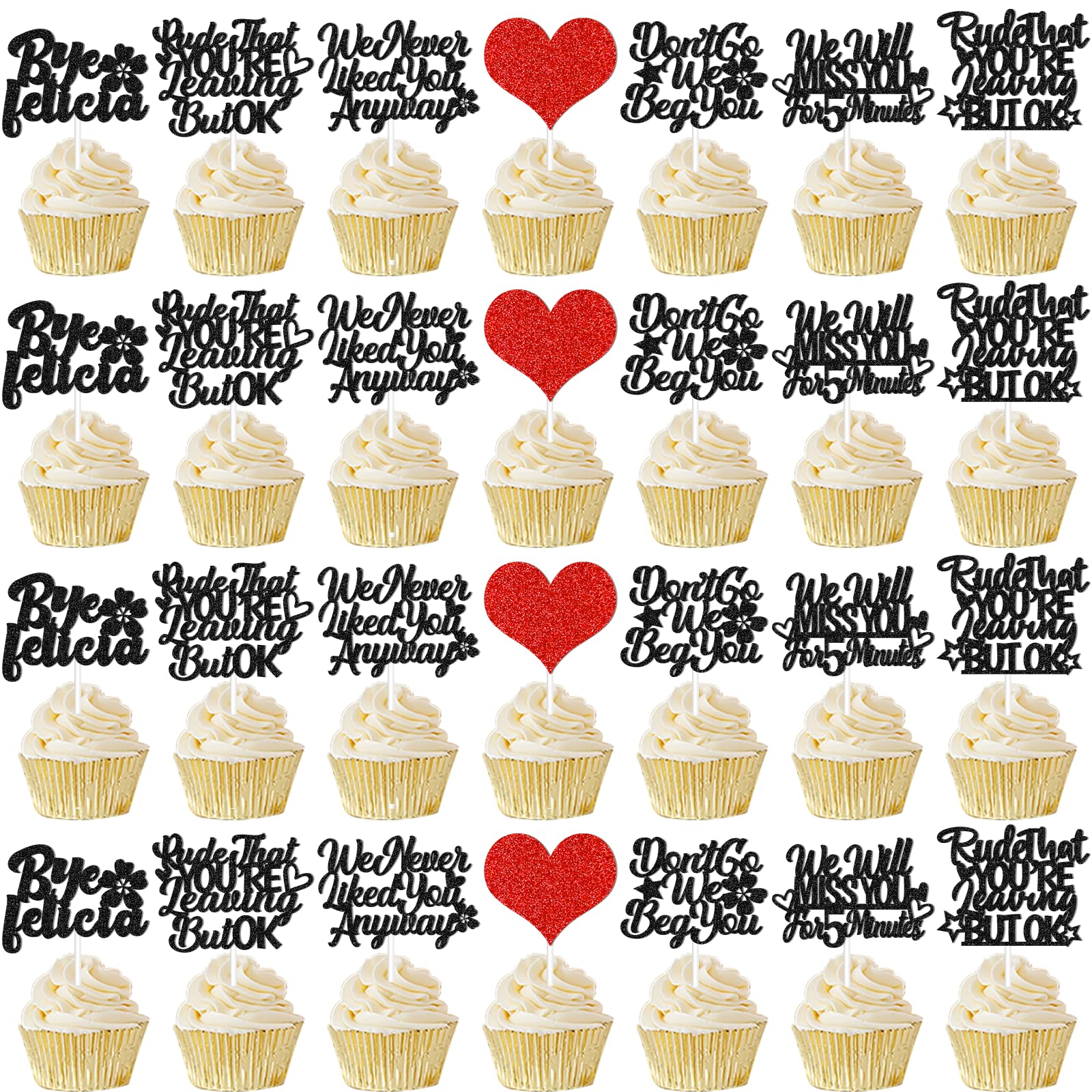 35Pcs Black We Will Miss You Cupcake Topper Decorations Rude That You Are Leaving But Ok You Cupcake Topper for Going Away Party Decorations Good Luck
