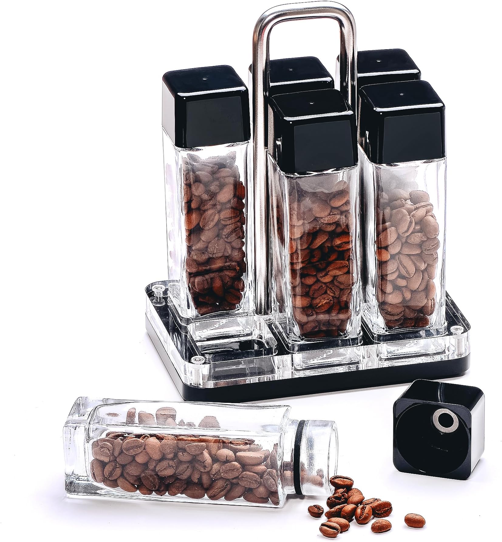 Normcore 6 Tubes Coffee Bean Cellars with Stand & Hopper