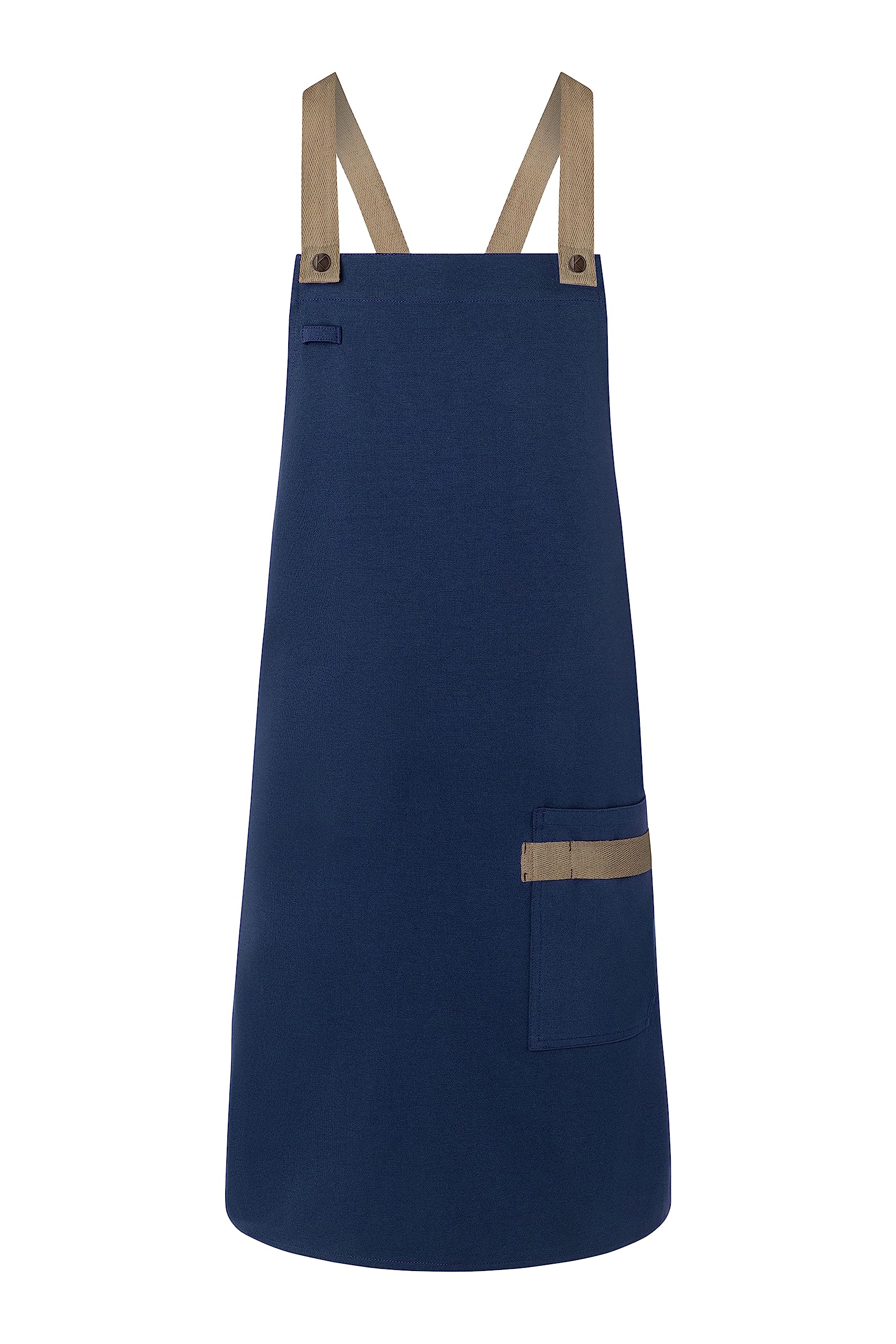 Karlowsky Latzschürze Urban-Look mit Kreuzbändern und Tasche, 70 x 85 cm, Stahlblau, Unisex