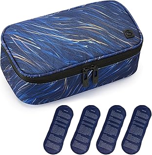 ALLCAMP Insulin Kühltasche Kühlbox für Tragbarer Organizer Diabetiker Medikamente mit 4 Eisbeuteln, Isolierfutter und Stiftaufbewahrung Blau