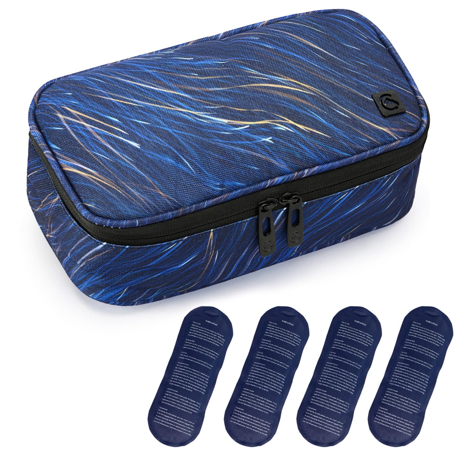ALLCAMP Insulin Kühltasche Kühlbox für Tragbarer Organizer Diabetiker Medikamente mit Eisbeuteln, Isolierfutter und Stiftaufbewahrung