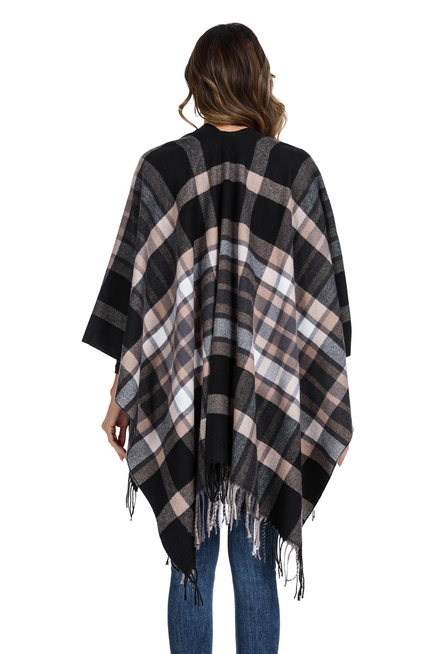 colornival Elegante Mantella da Donna con Fronte Aperto Poncho Morbido, Adatto per Primavera, Autunno e Inverno
