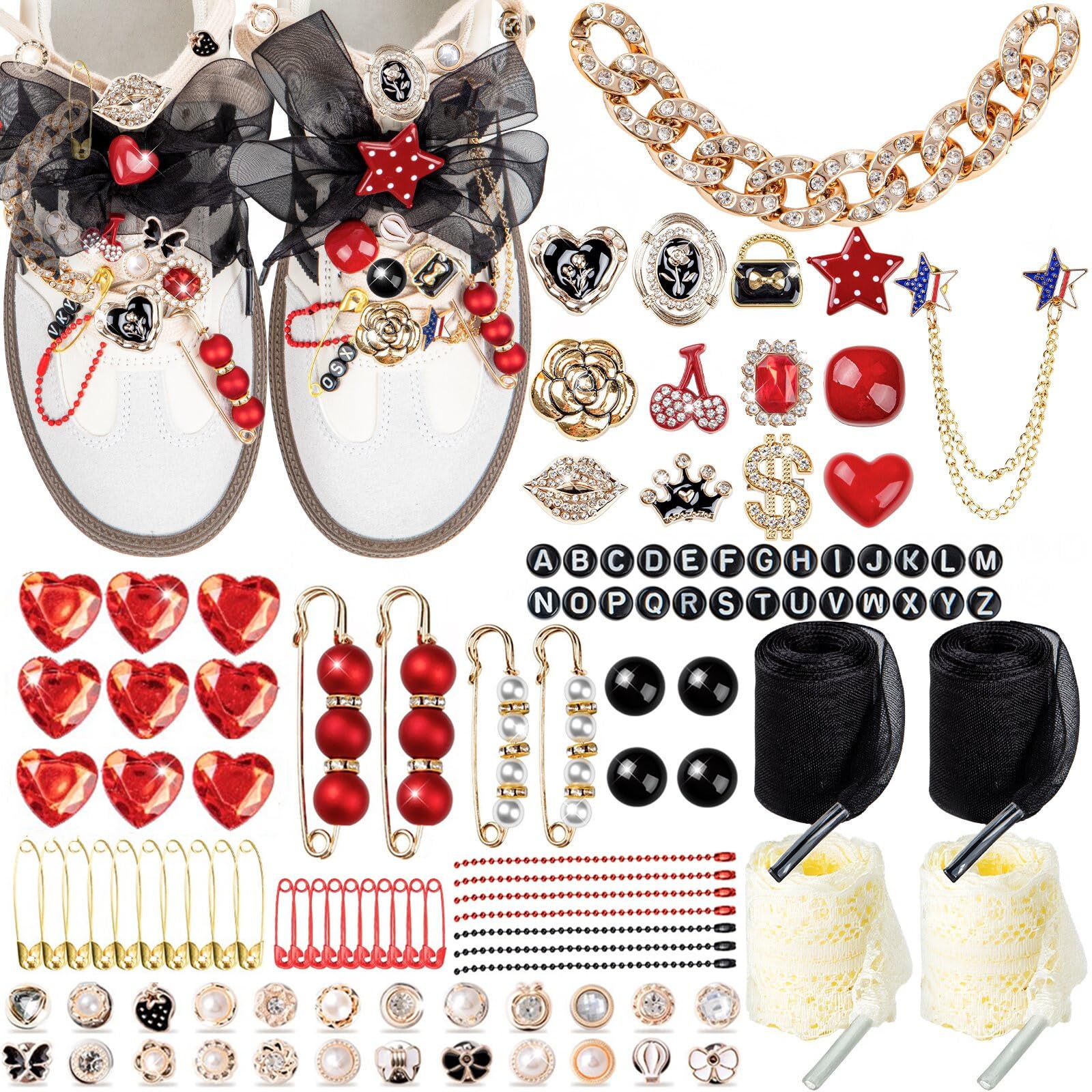 Shoe Charms for Sneakers,Junk Socks Charms Kit with Lace Shoelaces