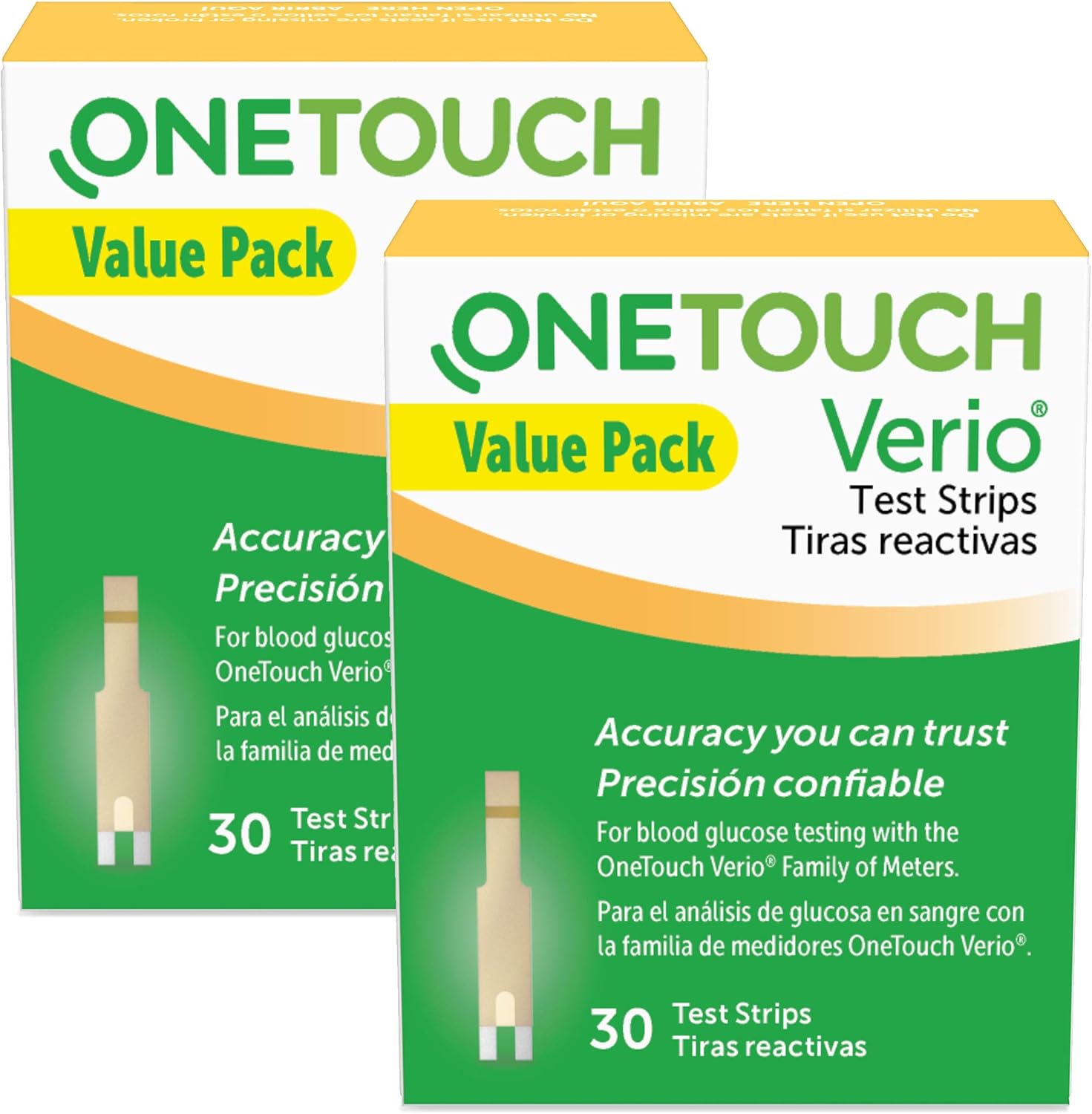 OneTouch Verio Diabetes Test Strips Value Pack - 30 Count (2 Pack) : Health & Household