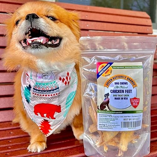 Miniatura 4 de Green Butterfly Chicken Feet - Golosinas para perros, 100% naturales, de un solo ingrediente, masticables dentales para perros, hechos en Estados