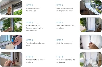 Window Seal for AC Unit Window Seal For Portable Air Conditioner Sealing AC with Zip and Adhesive Fastener Best Way To Seal Tilted Window With Maximum Length of 158''
