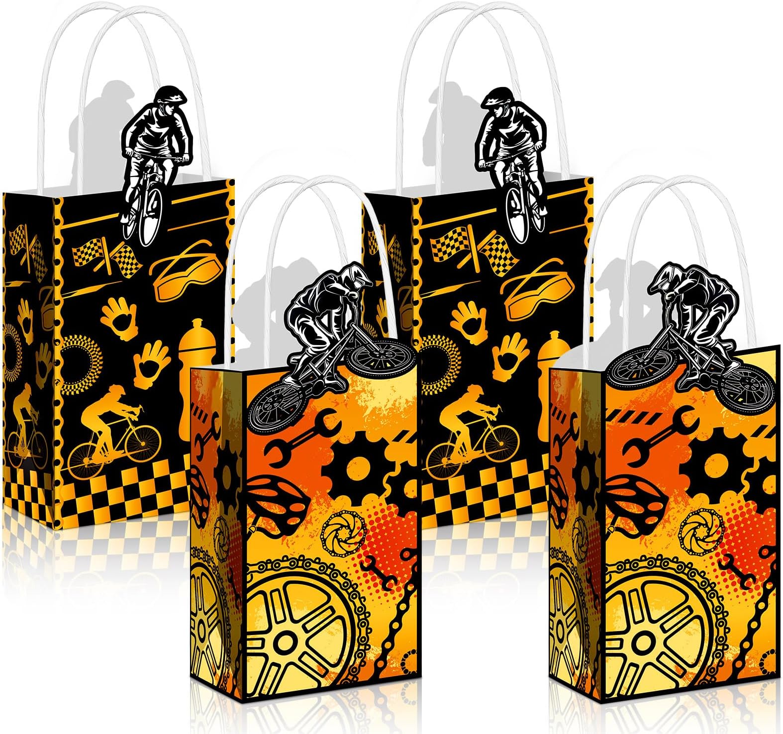 Chiisong 16 Pcs Dirt Bike Party Gift Bags Motocross Racing Birthday, Bike | Motorcycle Theme Party Favors for Boys Girls Birthday Baby Shower, Candy Goodie Treat Pouches, Racing Decor Supplies