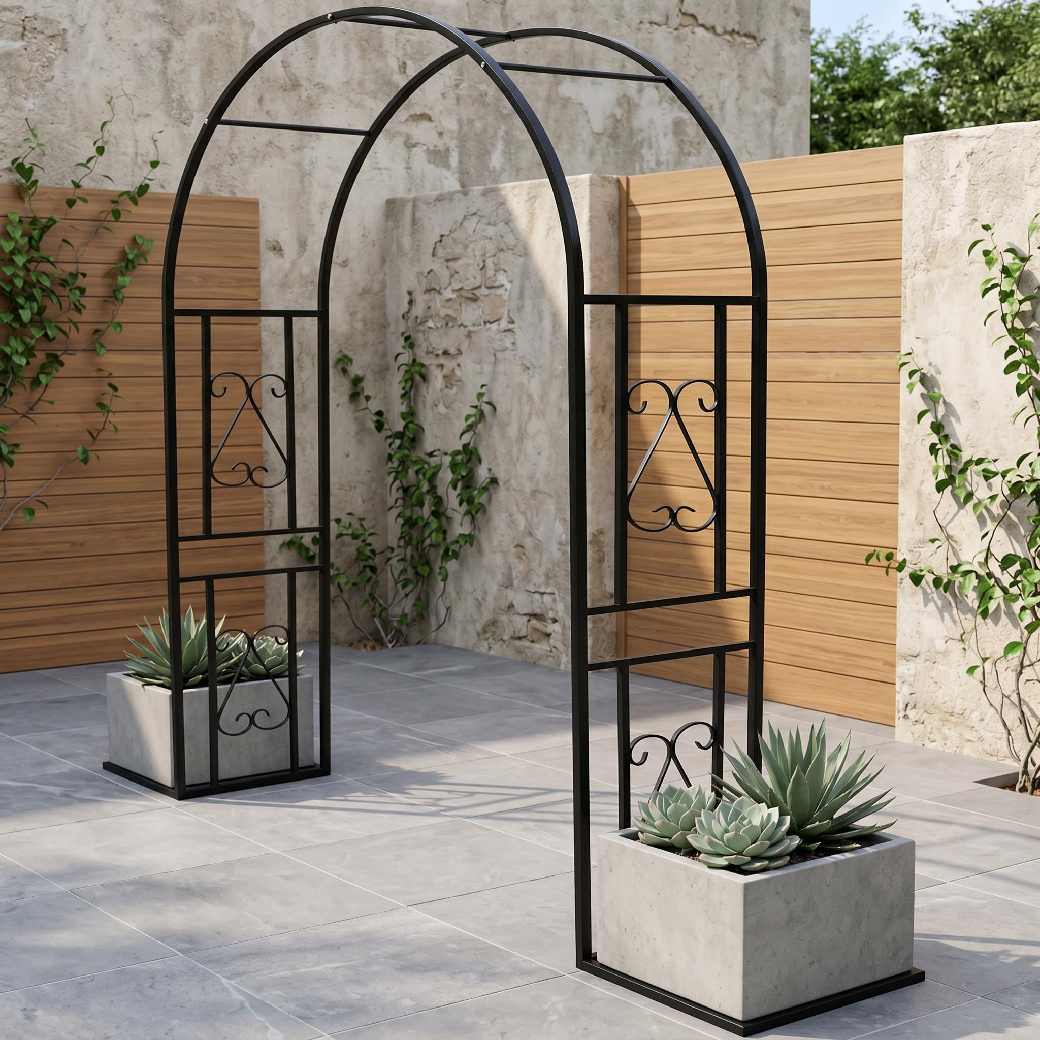 Garden Arches Metal Strong [Kgfvesdc Decoration Trellis Stand]【Heavy Duty 260cm*40cm*230cm Vintage green】Weather Resistant,for Garden Entrance Pergola Decoration