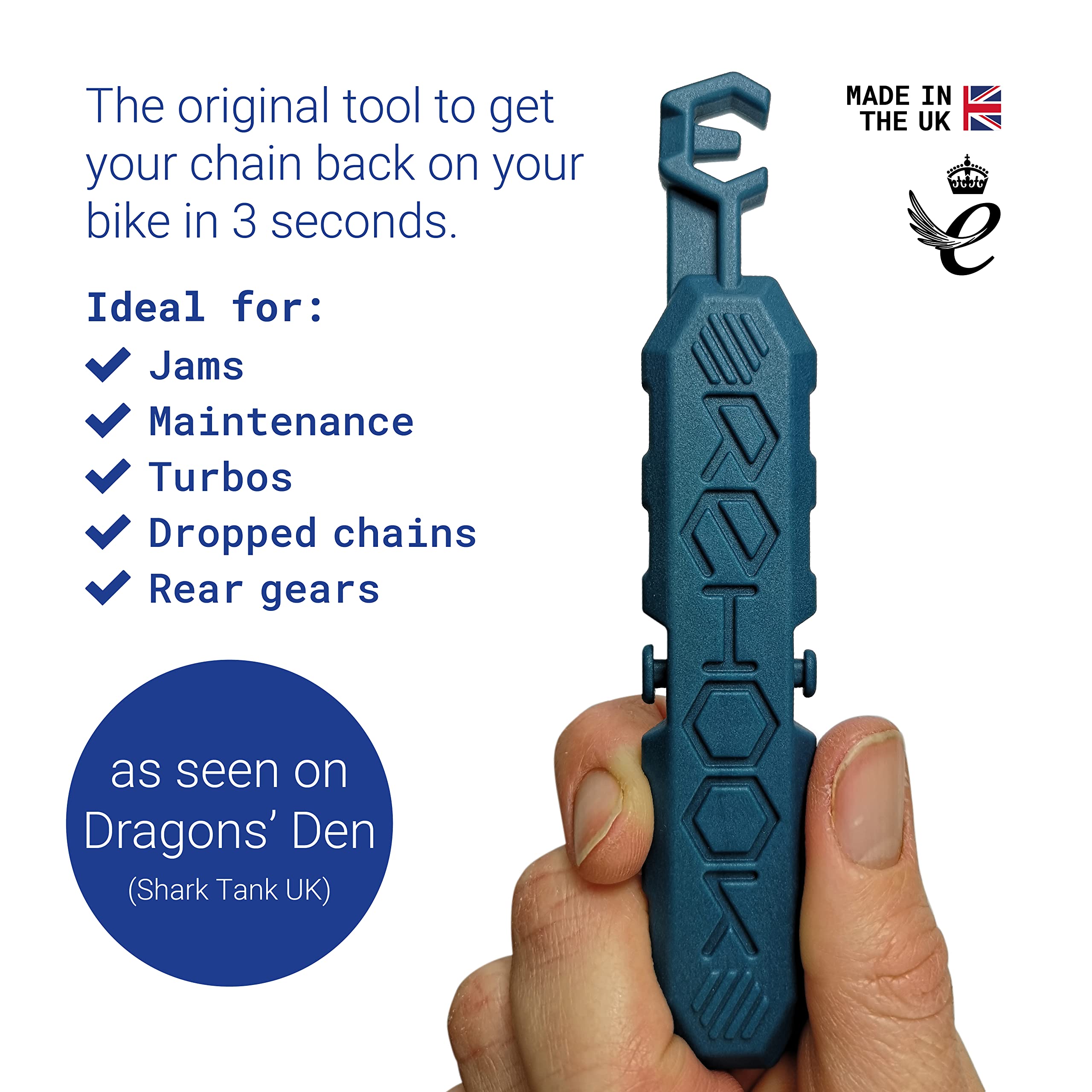 Image secondaire de Rehook - Outil de manipulation de chaîne de vélo (bleu) - Remettez votre chaîne sur votre vélo en 3 secondes - Mains propres. Id