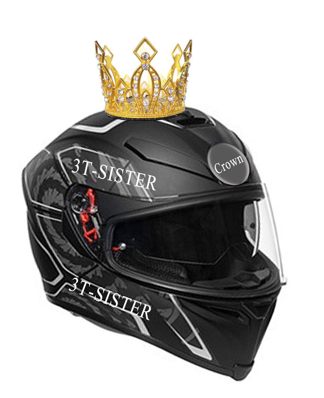 Cute Crown Crystal Crown for Ski Helmet Reusable Design (Helmet not Included)