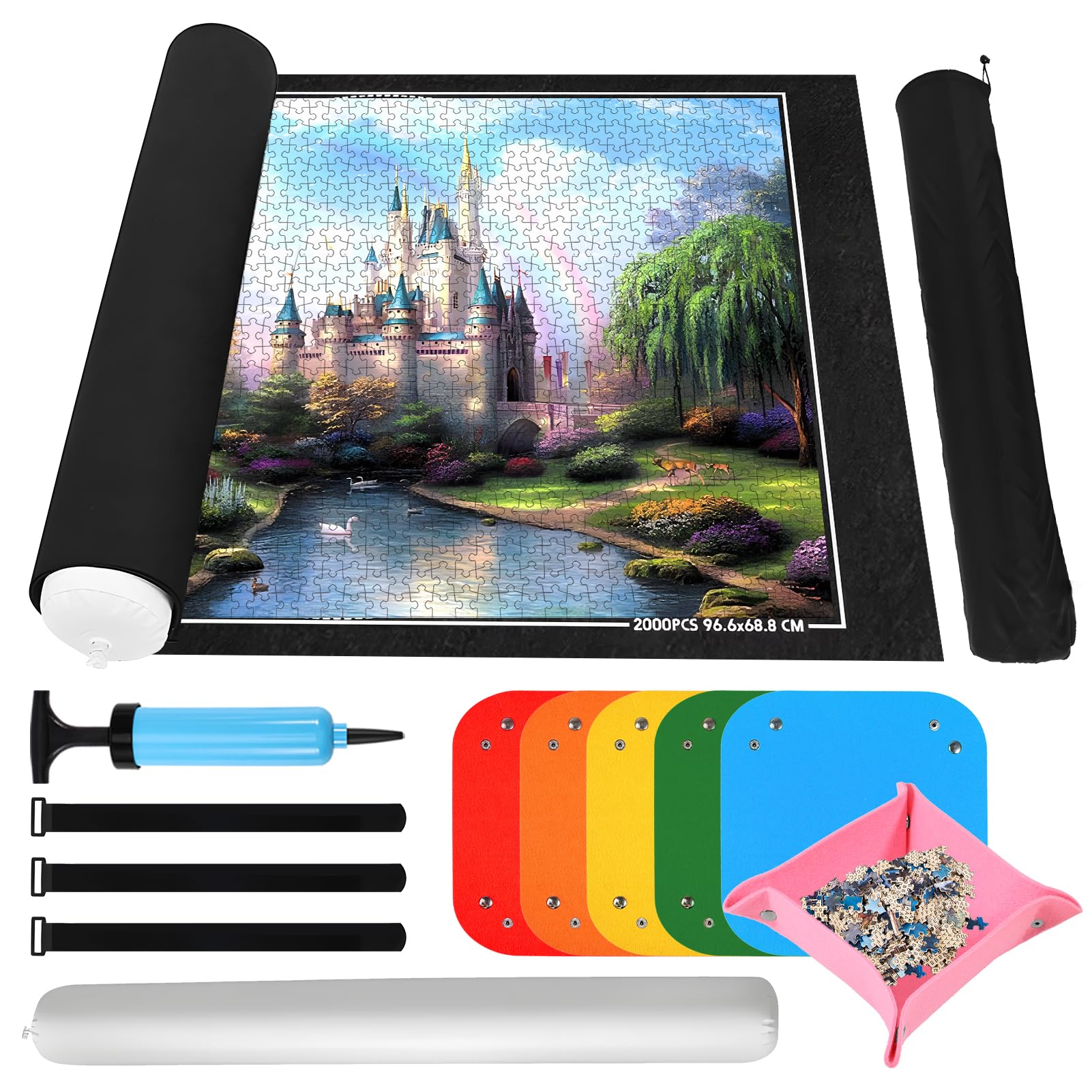Joycabin Mata do puzzli - przenośna mata rolowana na 1000, 1500, 2000 elementów - dywan do przechowywania i transportu puzzli