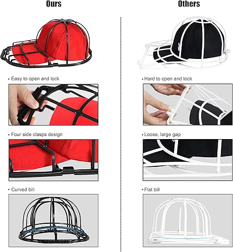 Miniatura 3 de XQXA Jaula de lavado de sombreros, limpiadores de gorras de béisbol, apto para adultos y niños, jaula de marco de arandela de gorras para lavadora,