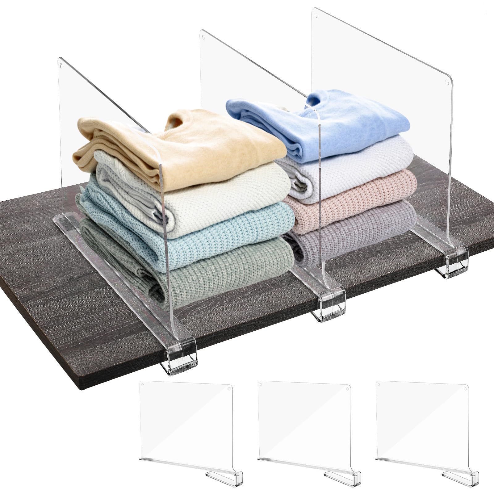 Toddmomy 6 Divisores de Estantes Verticales para Armarios de Cocina en PS, Organizador de Ropa Fácil de Usar sin Instalación, Paquete de 6 Piezas