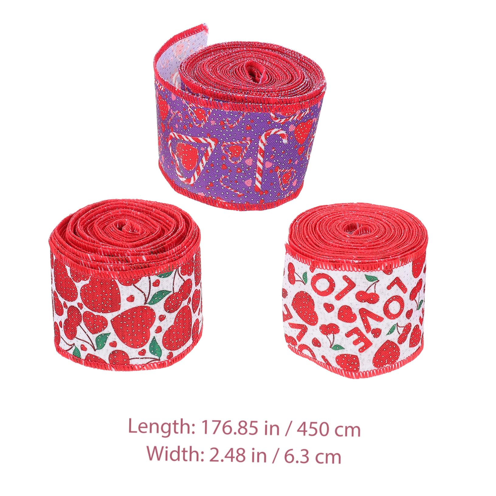 5 Sätze Draht Seitband Ribbon Ripsband Hochzeitsdekoration Party Dekoration Valentinsband Grünes Band Valentinstag-herzbänder Bänder Mit Herzmuster Polyester Rot 3 Rollen * 5