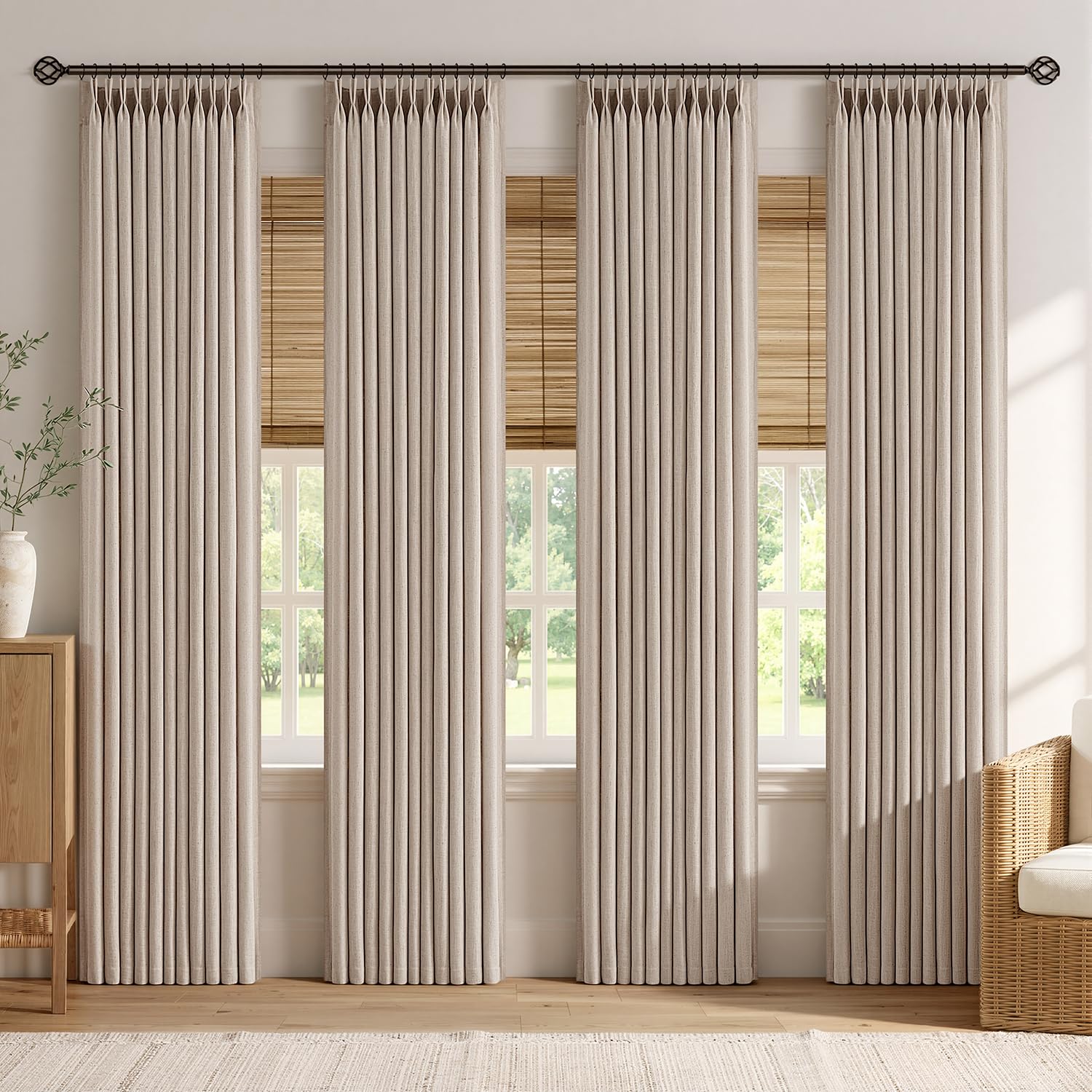 Photo 1 of MIULEE Pinch Pleat Linen Curtains 96" L Taupe (4 Panels)