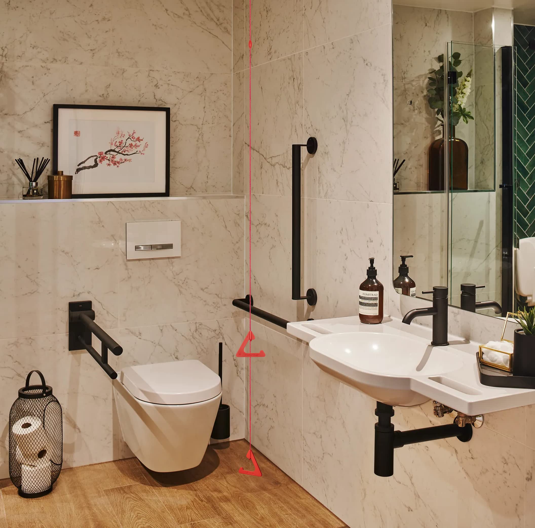 Behinderten-Toilette, Notfall-Alarm, Zugschnur mit 2 Zuggriffen (1)