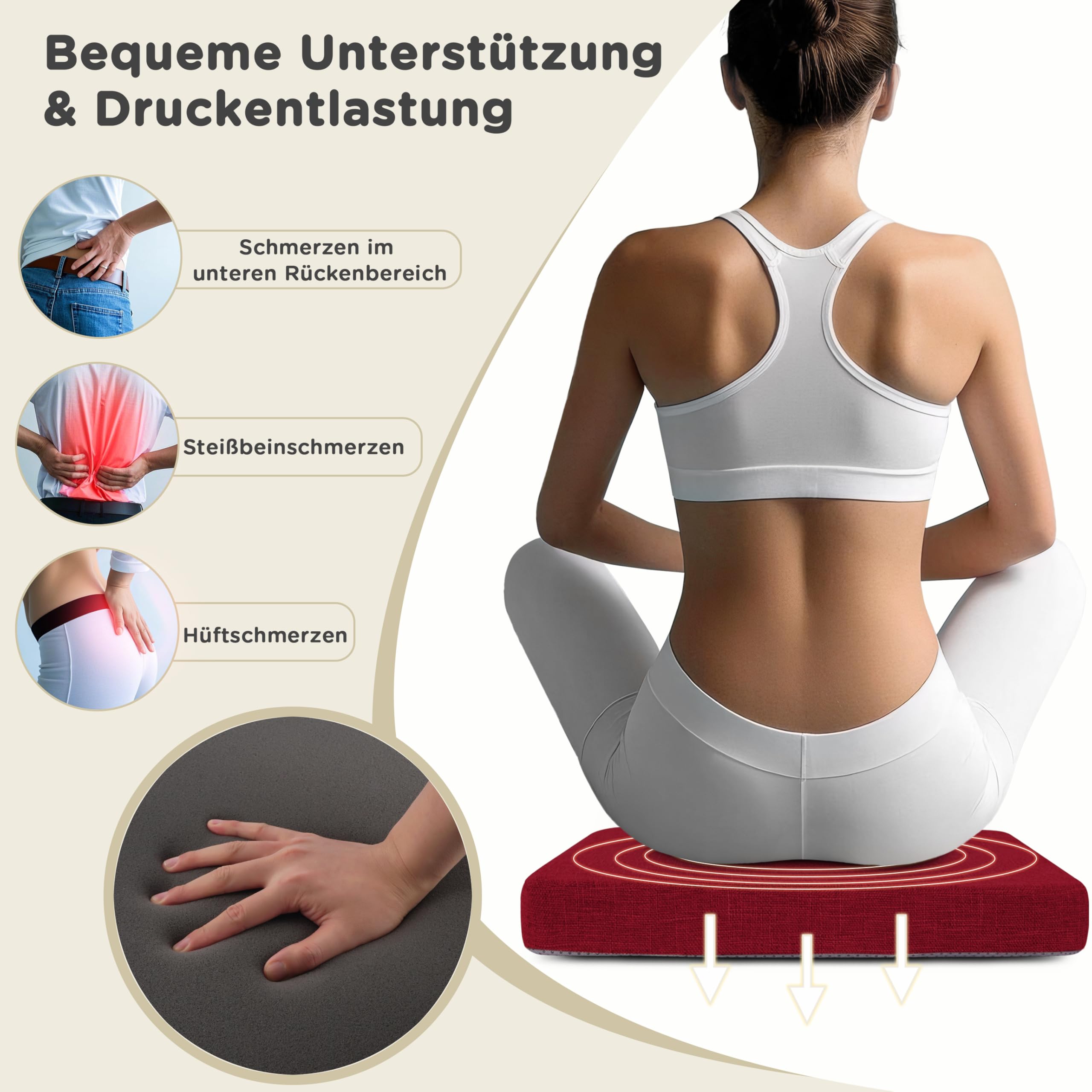 AddGrace Stuhlkissen für Esszimmer 6er Set, 40x40x5 cm, Rot