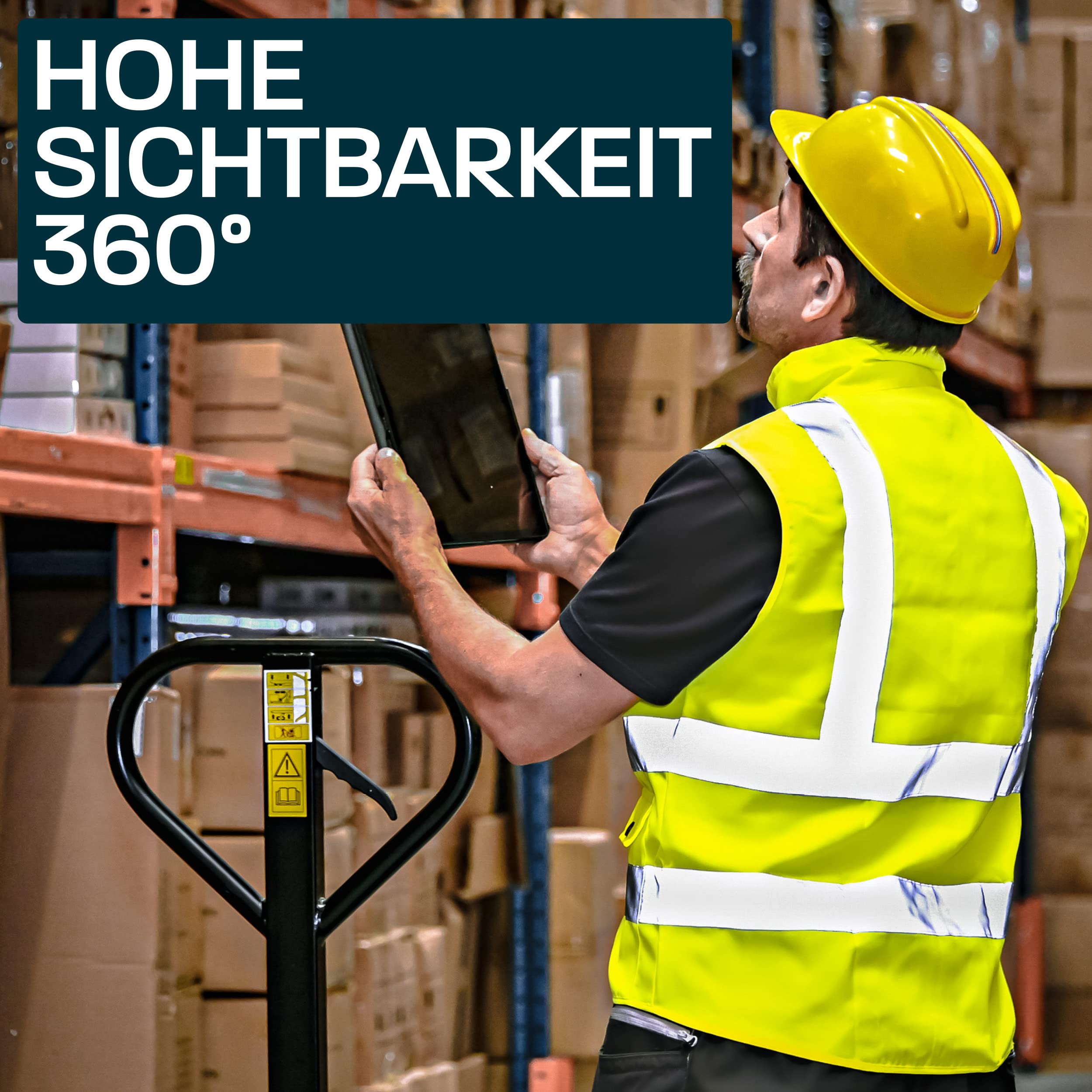Prowiste Profi Sicherheitsweste mit Taschen und Reißverschluss - Extra Hohe Sichtbarkeit - Waschbar - Unisex - Warnschutzweste (DE/NL/SE/PL, Alpha, XXL, Regular, Regular, Neongelb)