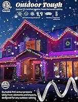 Vista 3 de Cuerda de luz LED colorida de 108 luces LED de 10 pies con 8 modos de 12 pulgada de grosor, controlador conectable al aire libre, permanente