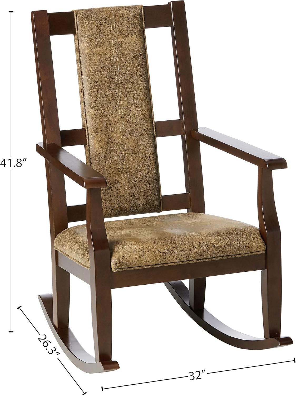 Butsea Brown Wood and Fabric Padded Rocking Chair