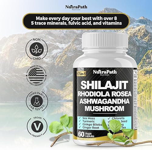 Miniatura 4 de Matriz fúlvica 17 en 1 Shilajit, Ashwagandha, musgo marino, hongos y clorella, y más - Cápsulas vegetales (60 cápsulas)