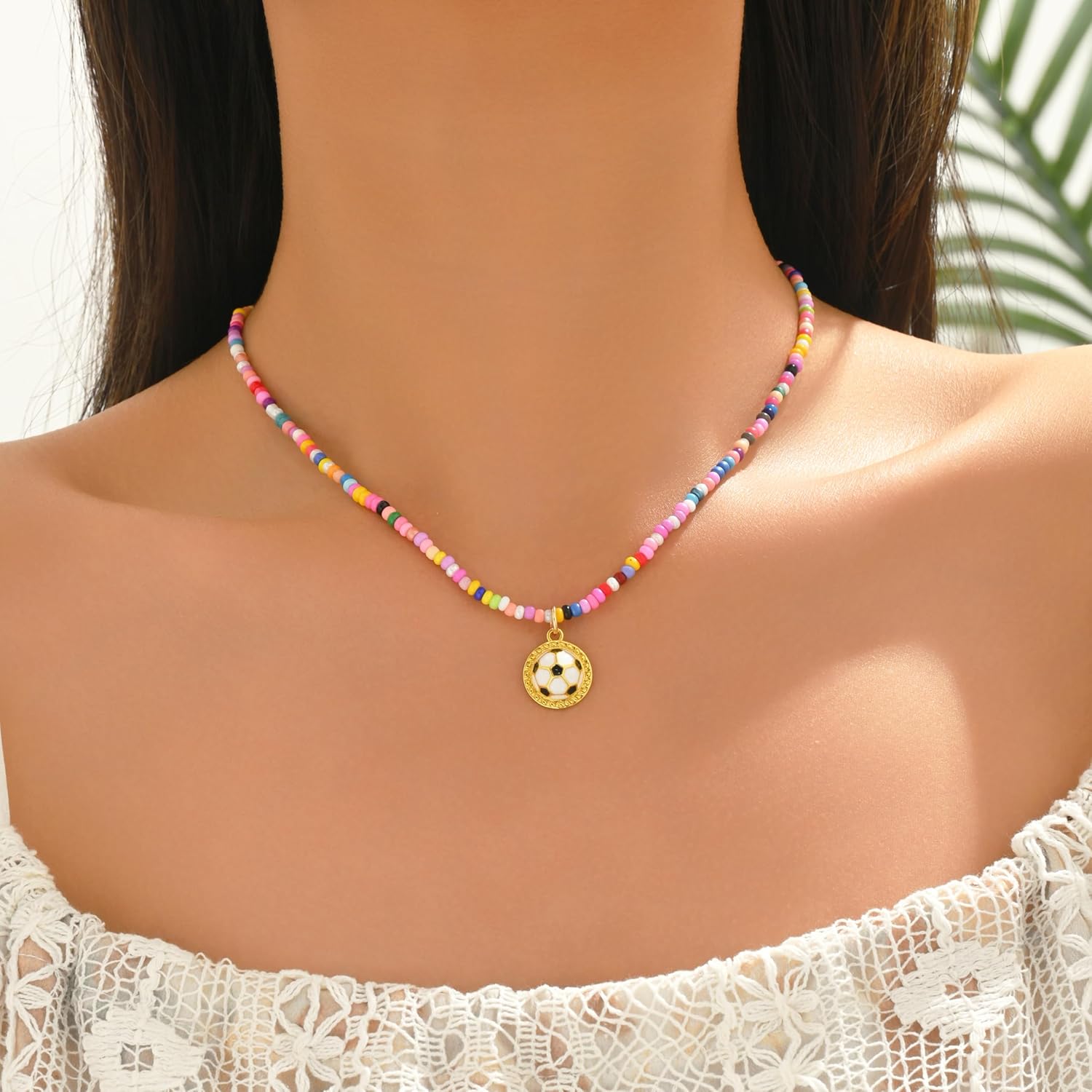 Colorful Beaded Necklace for Women Softball/Soccer/Volleyball/Basketball/Football Necklaces Adjustable Sports Ball Choker Necklace for Players Lover Fan Coach Team Birthday Easter Mother’s Day Jewelry Gift - Image 3