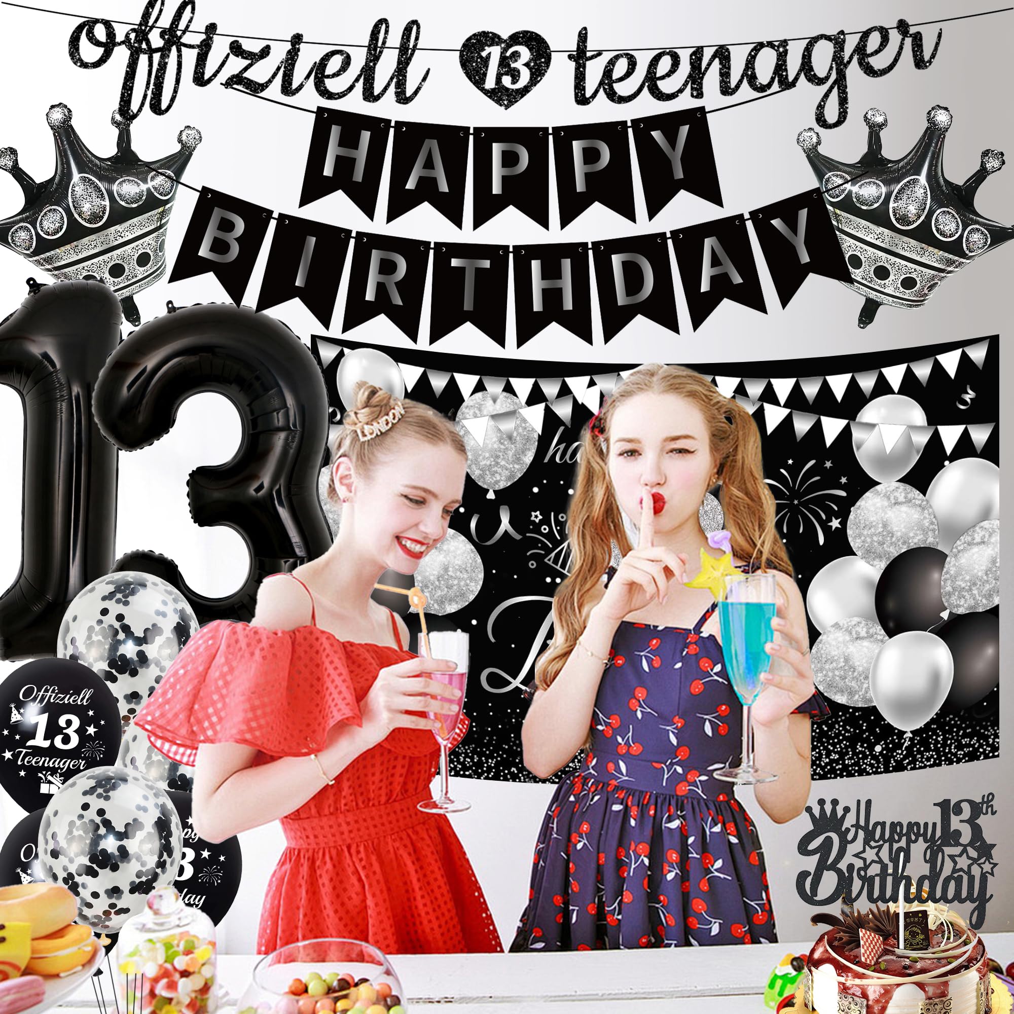 13. Geburtstag Dekoration Set – „Offizieller Teenager“ Ballons & Sterne Für Eine Kunterbunte Party