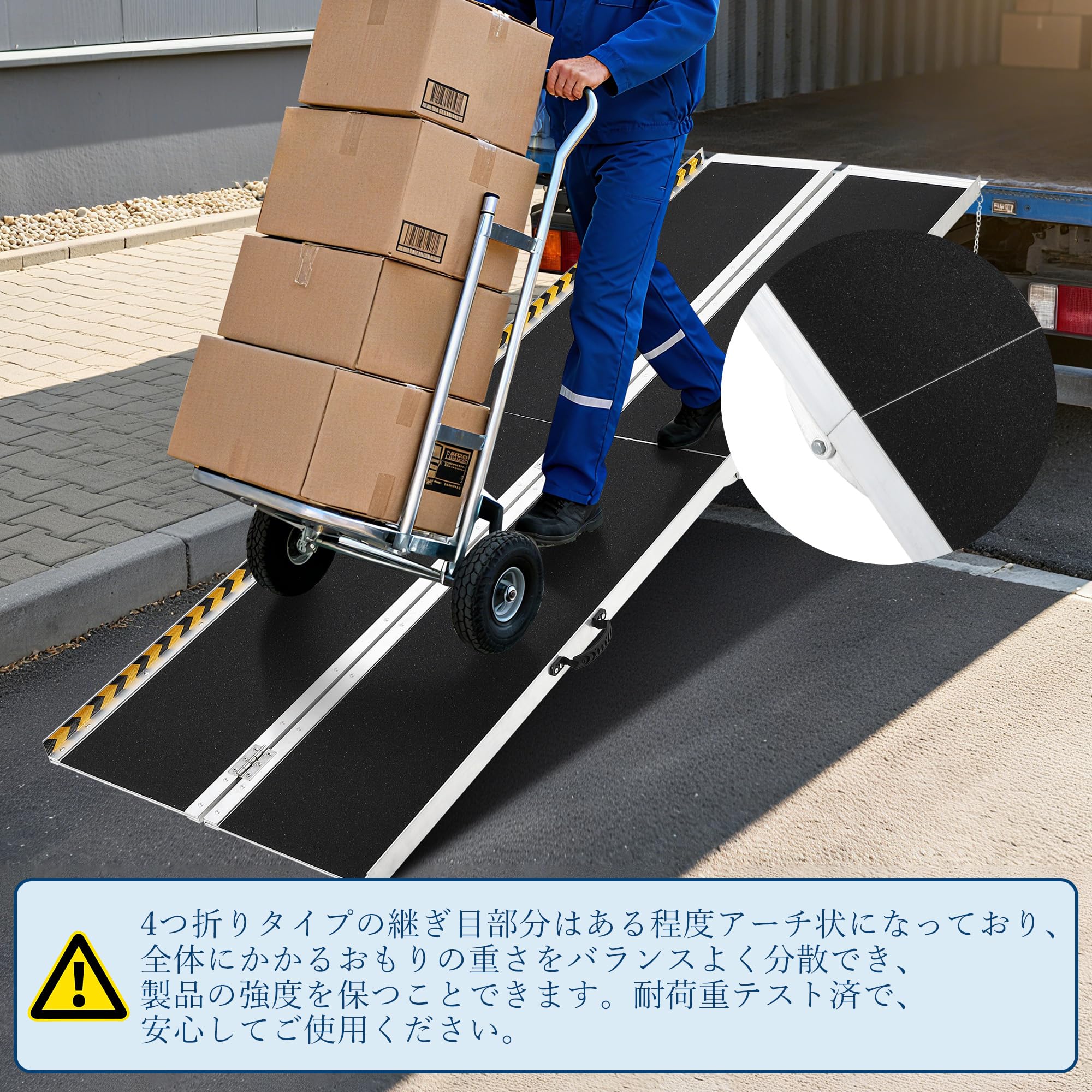 車椅子 スロープ 折りたたみ アルミスロープ 長さ213cm*幅73cm 持ち運び 介護用 滑り止め 階段 玄関 段差解消 — 商品詳細画像 8