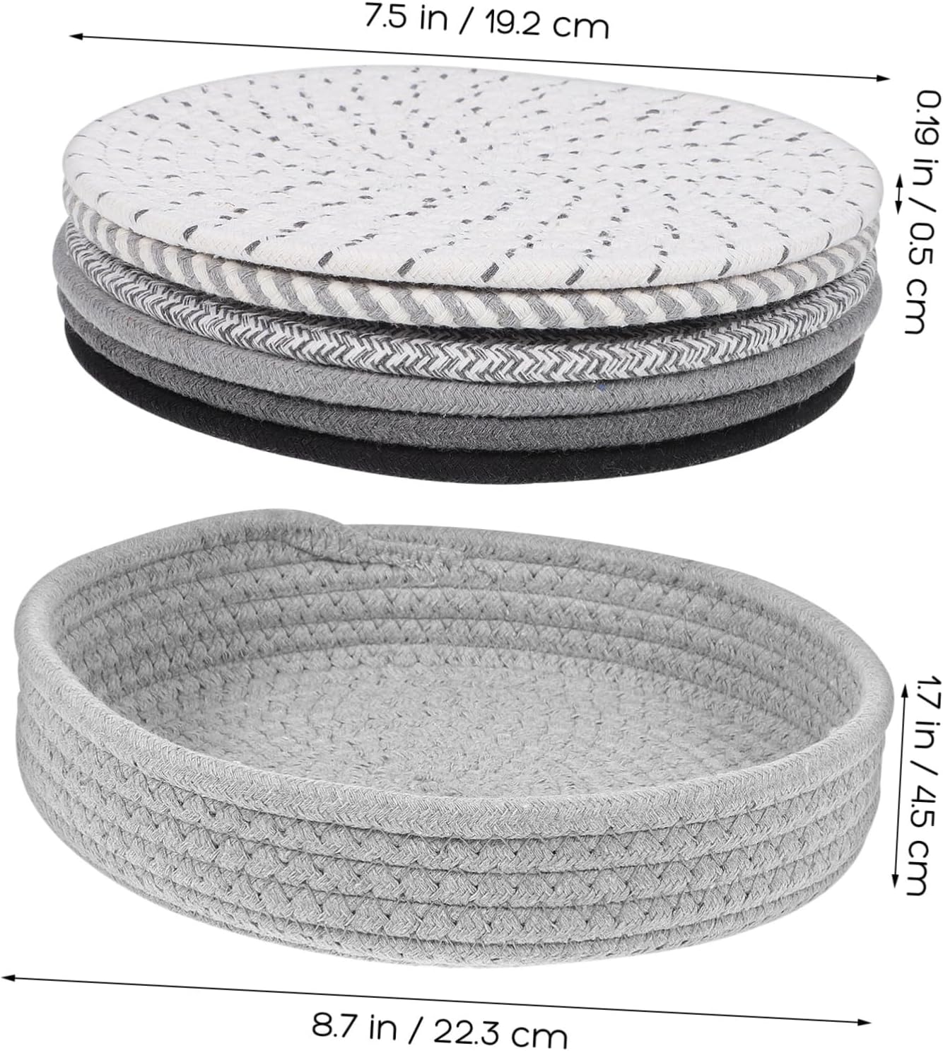 Unomor Cotton Rope Coasters of Round Woven Placemats Trivet Hot Pads for Kitchen Non-Slip Table Mat Dining Protective Kitchen Accessory