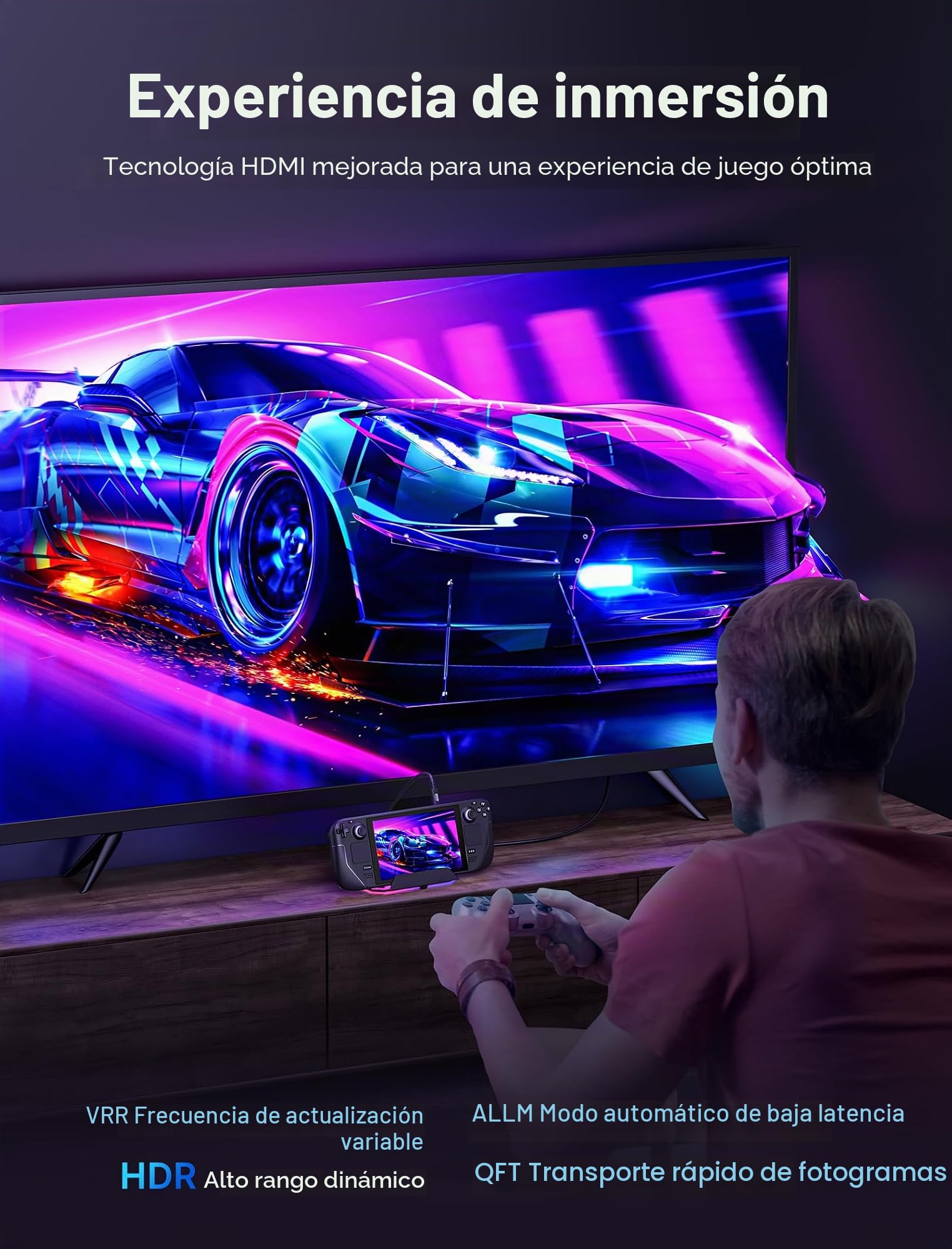 JSAUX Estación de Acoplamiento RGB para Steam Deck OLED, ROG Ally y Legion Go, Dock Portátil 12 en 1 con HDMI y DisplayPort 4K 120Hz, Ethernet Gigabit, USB C 3.2, USB A 3.2, SD TF, Jack 3,5 mm, Negro