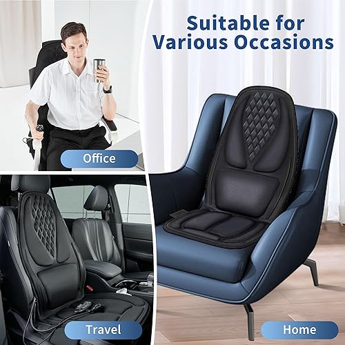 Miniatura 5 de Masaje de espalda para silla con soporte lumbar 3D, masajeador eléctrico de espalda para aliviar el dolor, cojín de asiento de masaje con 3