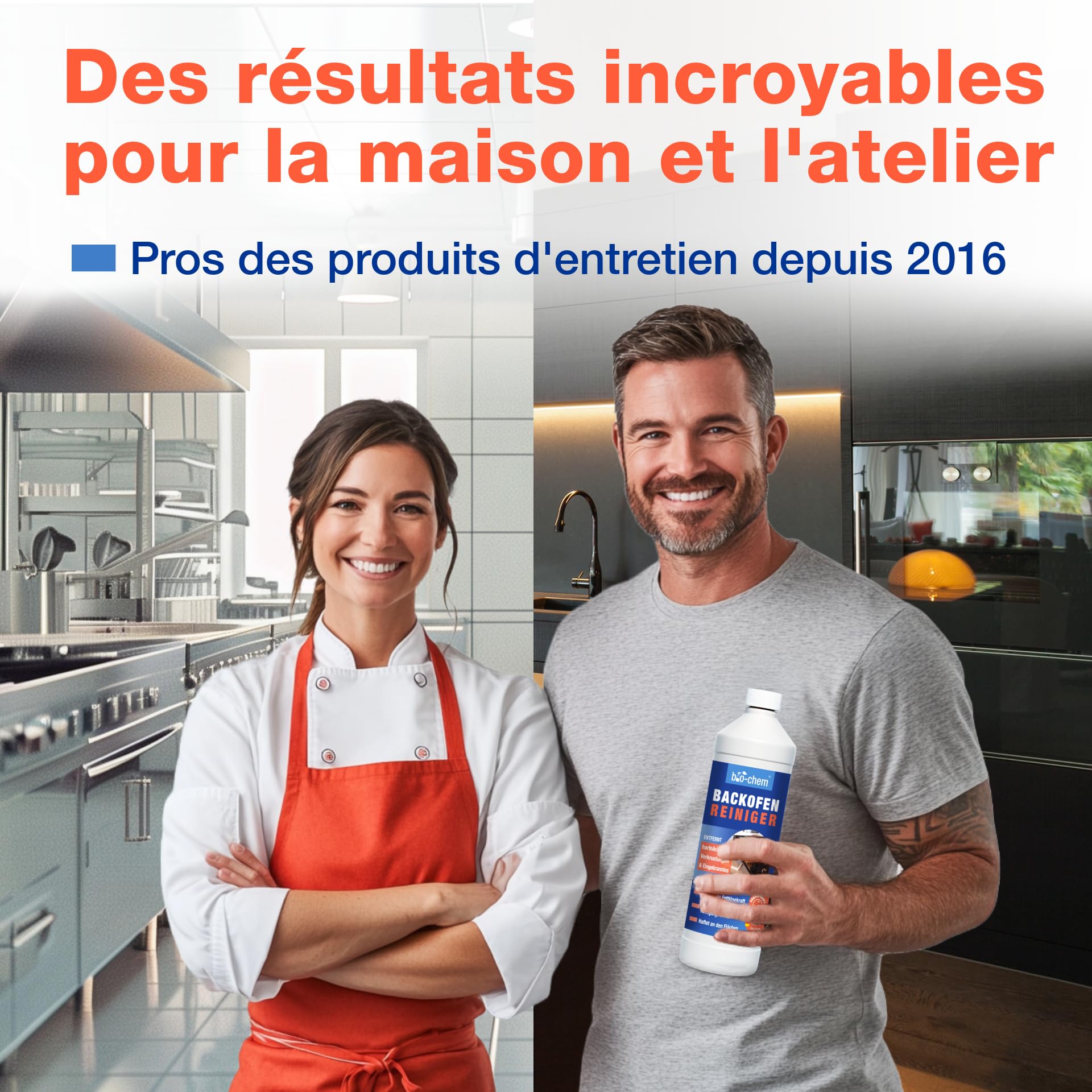 bio-chem Nettoyant four 1L + accessoires | Avec éponge, chiffon microfibres et pinceau - Dégraissant auto-nettoyant pour four, cuisine, barbecue