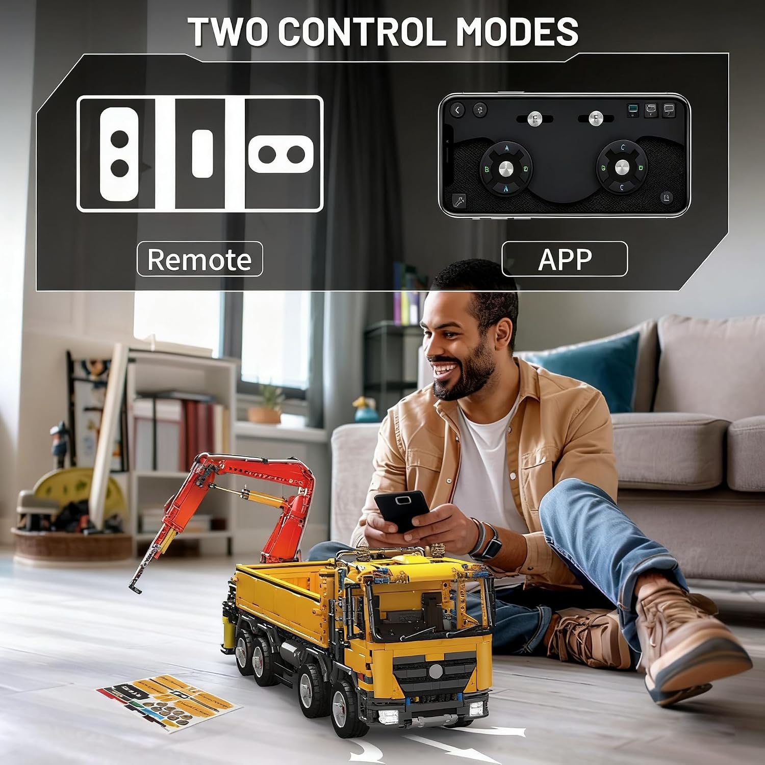 Mould King 17050 Technic Mobile Construction Crane Truck Building Blocks, RC Pneumatic Heavy-Duty Truck, Lorry Crane Building Set for Adult, Construction Vehicles Model for Adults(4012 PCS)