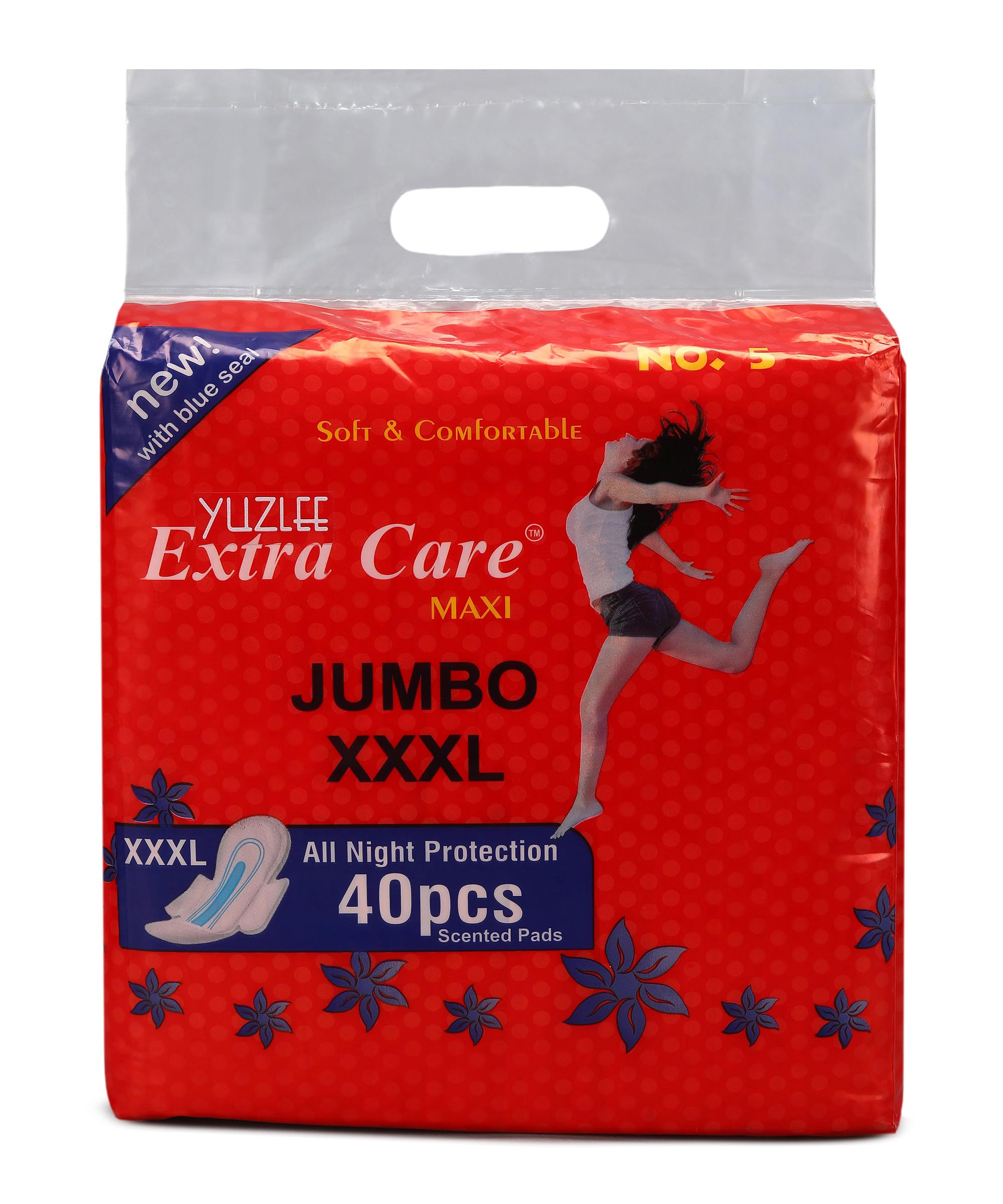 Yuzlee Extra Care Maxi Sanitary Pads for Women - XXXL (Pack Of 40 Pads) | Jumbo Dry-Net Soft & Comfortable Cotton Pads | Sanitary Napkins for Day & Night Protection | Disposable Sanitary Pads with Blue Seal (B09SQ64S6C) Amazon Price History, Amazon Price Tracker