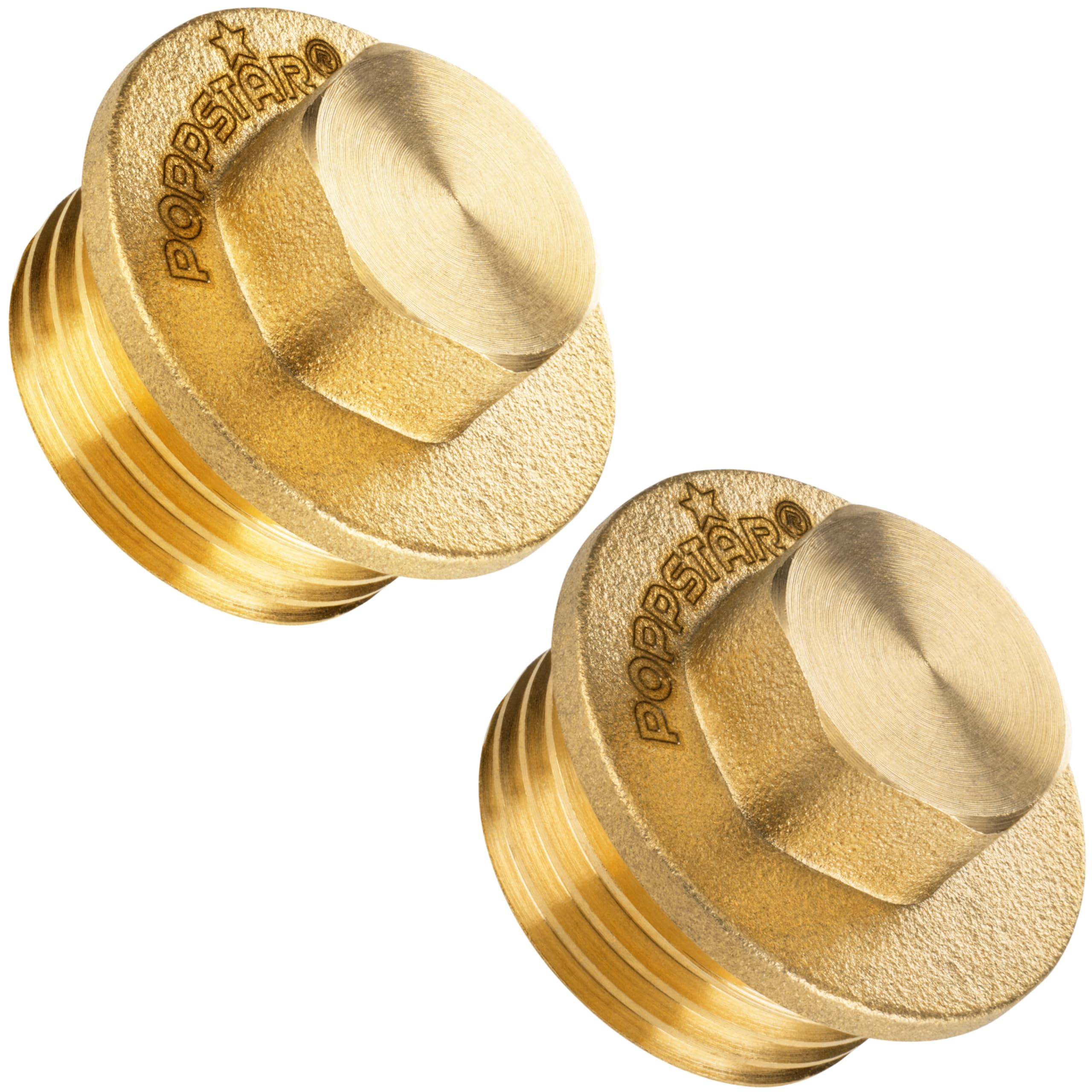 Poppstar Brass 2X Plugs 1/2 Inch External Thread (Bsp G 1/2" (21Mm), Up To 50Bar, 14Mm Hexagon)