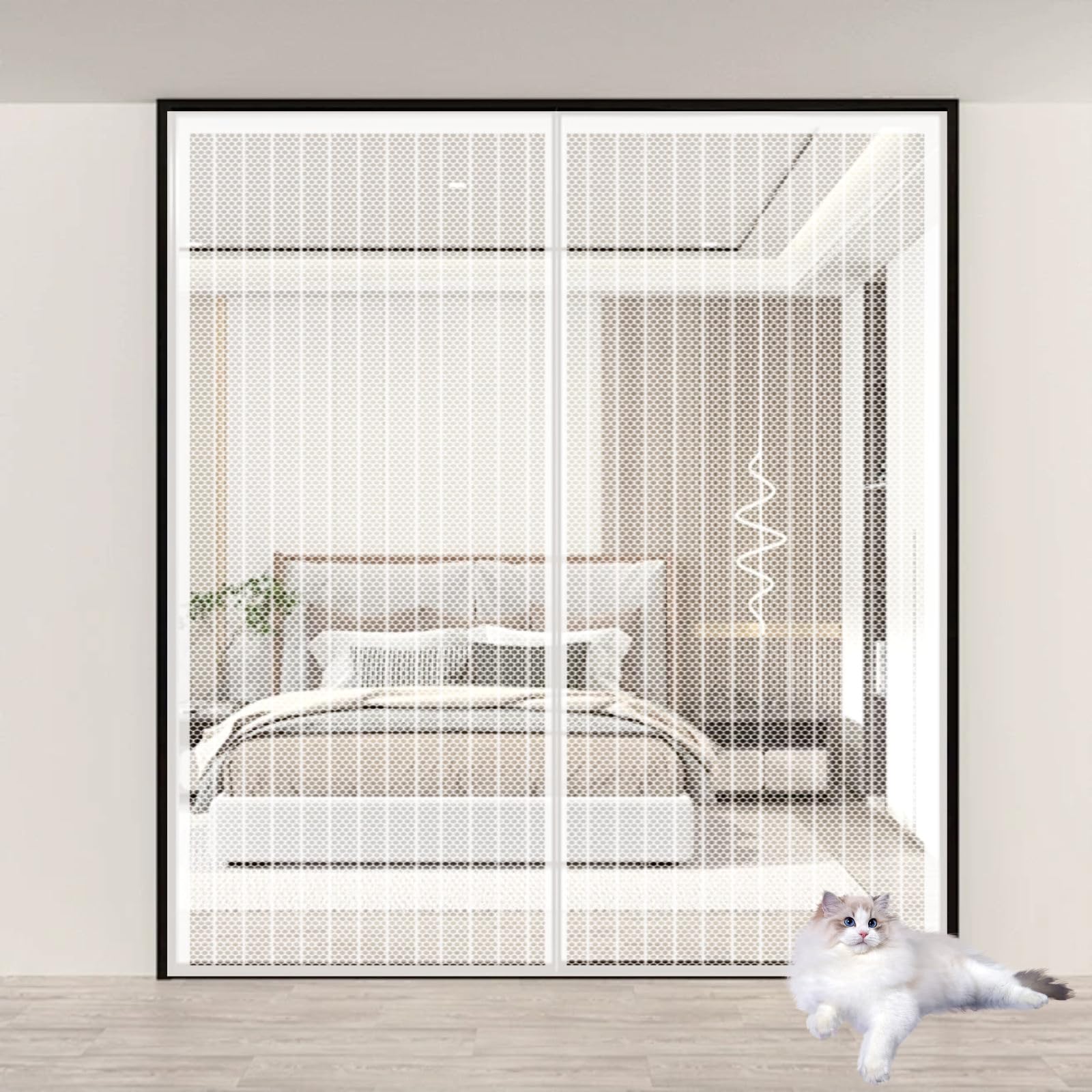 Moustiquaire de porte blanche 135x243 cm à fermeture magnétique pour patio