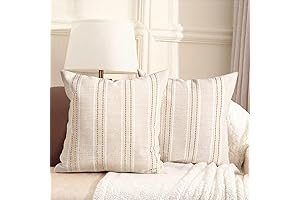 AELS 18x18 Neutral Decorative Farmhouse Linen Throw Pillow Covers