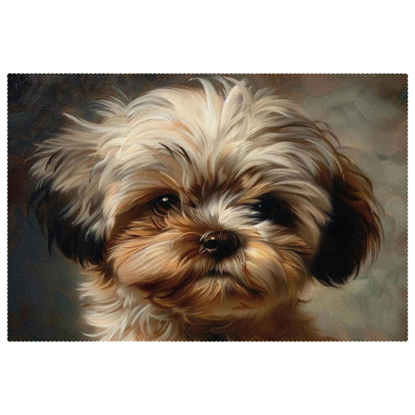 Set de table marron Shih Tzu lavable pour stopper les taches et protéger votre table de cuisine