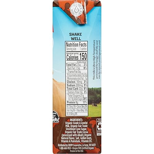 Miniatura 2 de ORGANIC VALLEY Leche orgánica de chocolate baja en grasa, 1% de una sola porción, 8 onzas