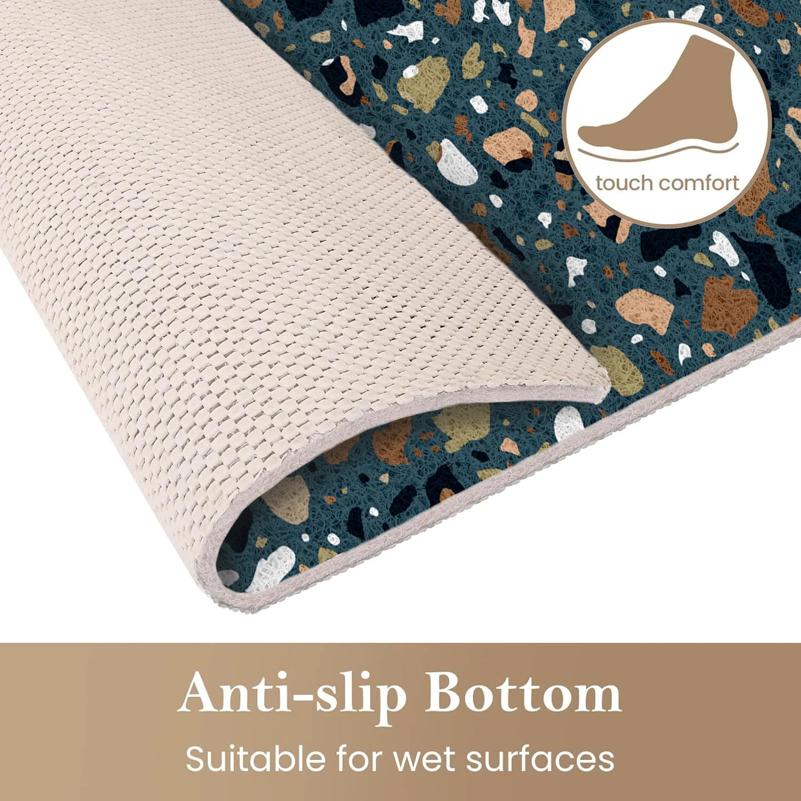 Alfombrilla de ducha antideslizante: 120 x 200 cm, alfombrilla de ducha de lufa para el interior, antideslizante, color verde azulado, negro, para ancianos, secado rápido